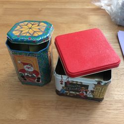 2 Vintage Christmas Tins