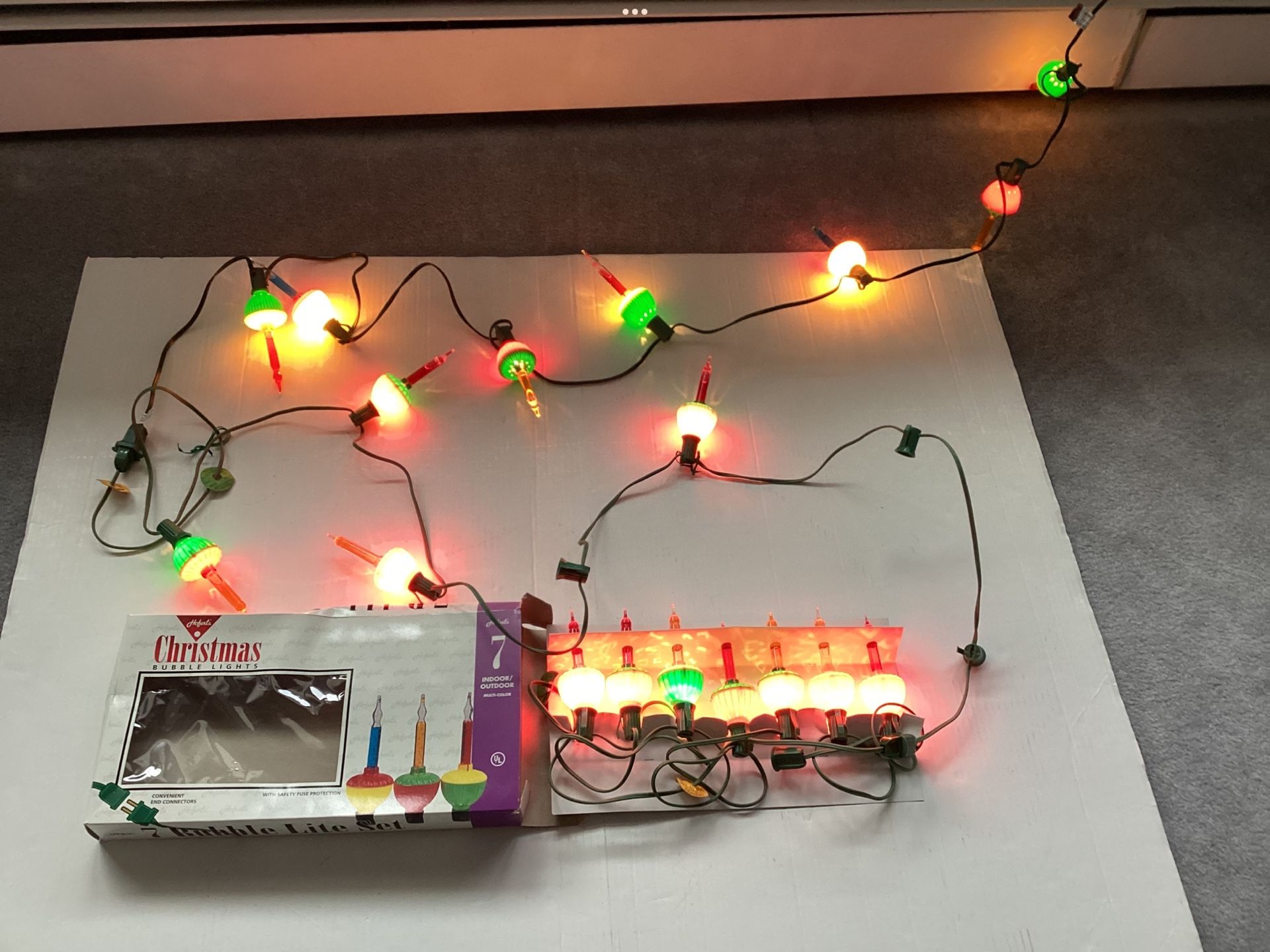 3 Sets Preowned Retro 1990s Christmas Bubble Lights Indoor / Outdoor Use Multi-Color Holiday Decor