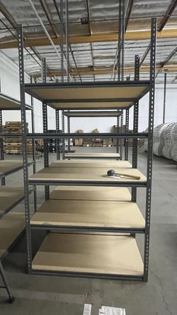 Boltless shelving unit. Dimensions: 48" W x 24" D x 95" H