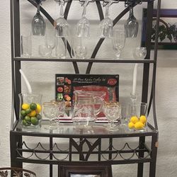 71 h x 35w 18 d Wine Rack 3 glass shelves beautiful Black metal gorgeous 