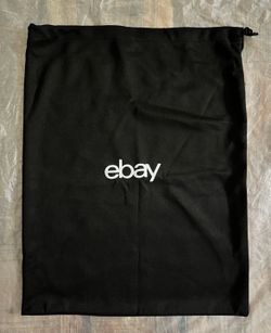 Limited Edition Large eBay Branded Cloth Dust Bag, 18 Inches Wide by 23 Inches Tall, Black with White Logo & Drawstring Storage Pouch *NEW & Unused*