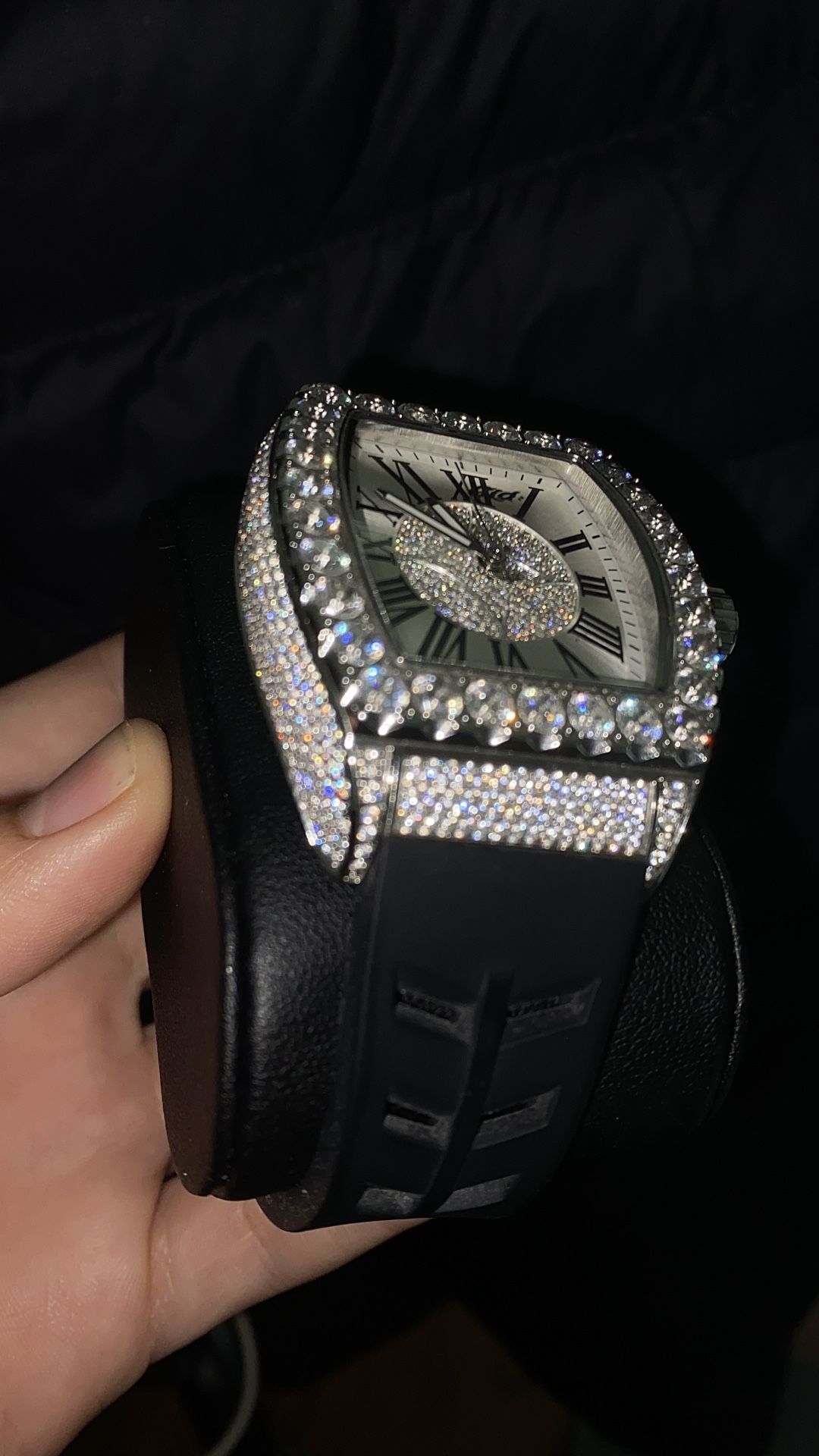 Iced Out Watch With Rubber Strap 