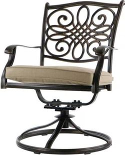 4 Hanover Traditions Swivel Rocker Patio Dining Chairs Ornate Frame NEW