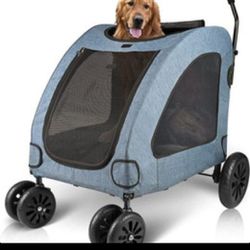 Petbobi Dog Stroller for Large Dogs, Breathable Large Space, Waterproof Oxford Cloth & Storage Bag, Detachable Folding, Lightweight 4 Rubberitem 46115