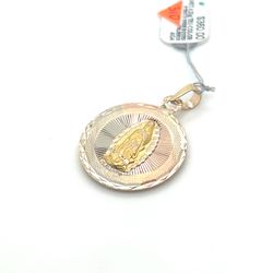 14kt Gold Tri Color 2 Sided Round Virgin Mary & Jesus 4.21grams 153414 1