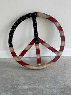 American Flag Peace Sign Metal Wall Decor