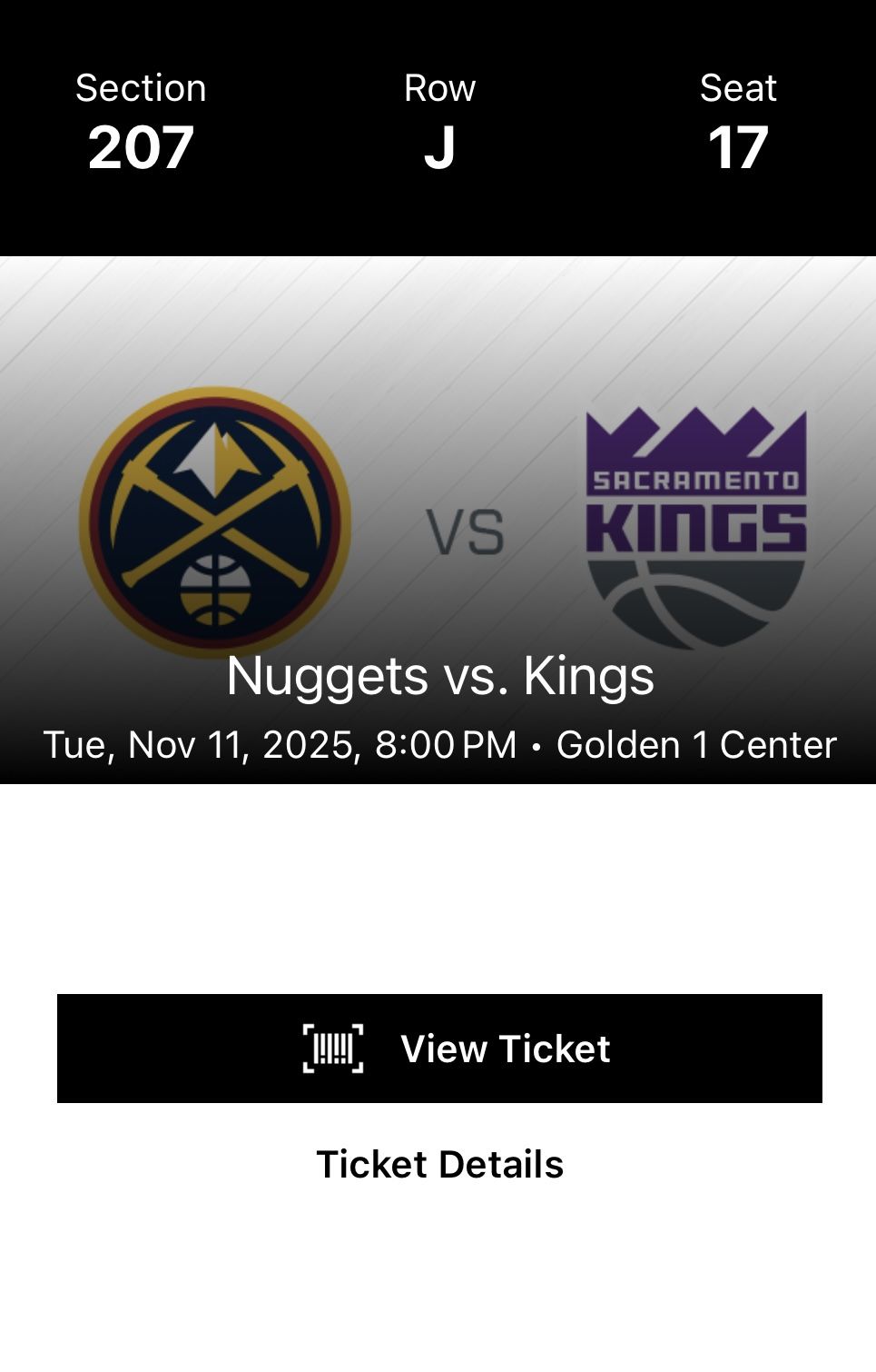 Sacramento kings V Denver nuggets 4 Tix