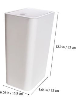 Waste Bin Push-Button Trash Can for Bathroom Office Plastic