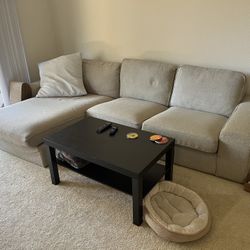 3 Person Beige Sectional Sofa With Chaise