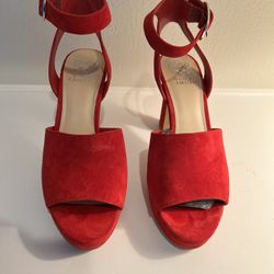 Vince Camuto Red Velvet Platform Heels