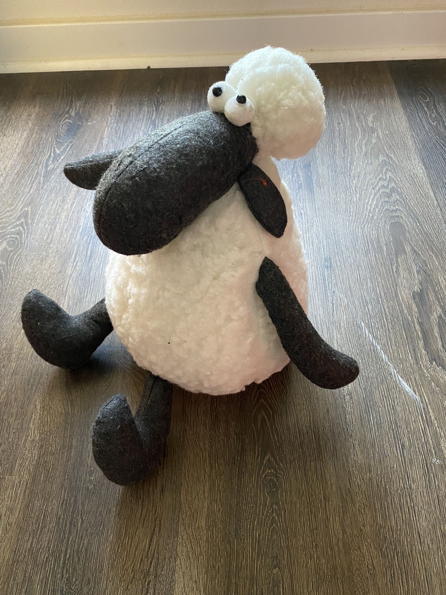 Sherman the Sheep Plush Doorstop by Bright Ideas 12" Sitting, Sherpa Wooly Body