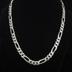 17.5" x 9mm Heavy Solid Sterling Silver Figaro Link Necklace. Italy, Flawless!