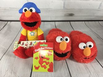 Bunch of Elmo fun talking doll slippers and stickers