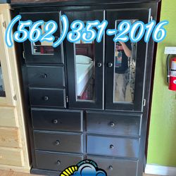 Fully Assembled Black Wardrobe Real Wood 8 Drawers- Guardaropa Closet Negro 