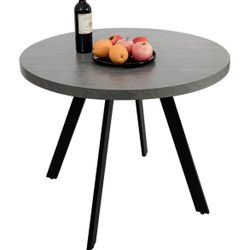 CangLong 35.5" Round Dining Table Mid-Century Modern Table with Solid Metal Legs Leisure Table for Home, Conference, Office & Restaurant, 