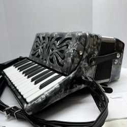 ROSSETTI 2512 25 KEY 12 BASS PIANO ACCORDION BLACK W/ HARD CASE STRA (CMP130600)