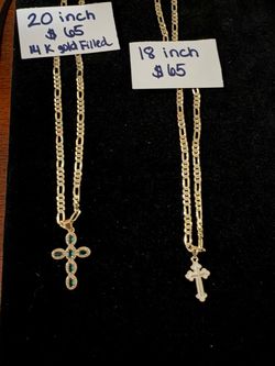 14K Gold Filled Figaro Chain Cross Necklaces