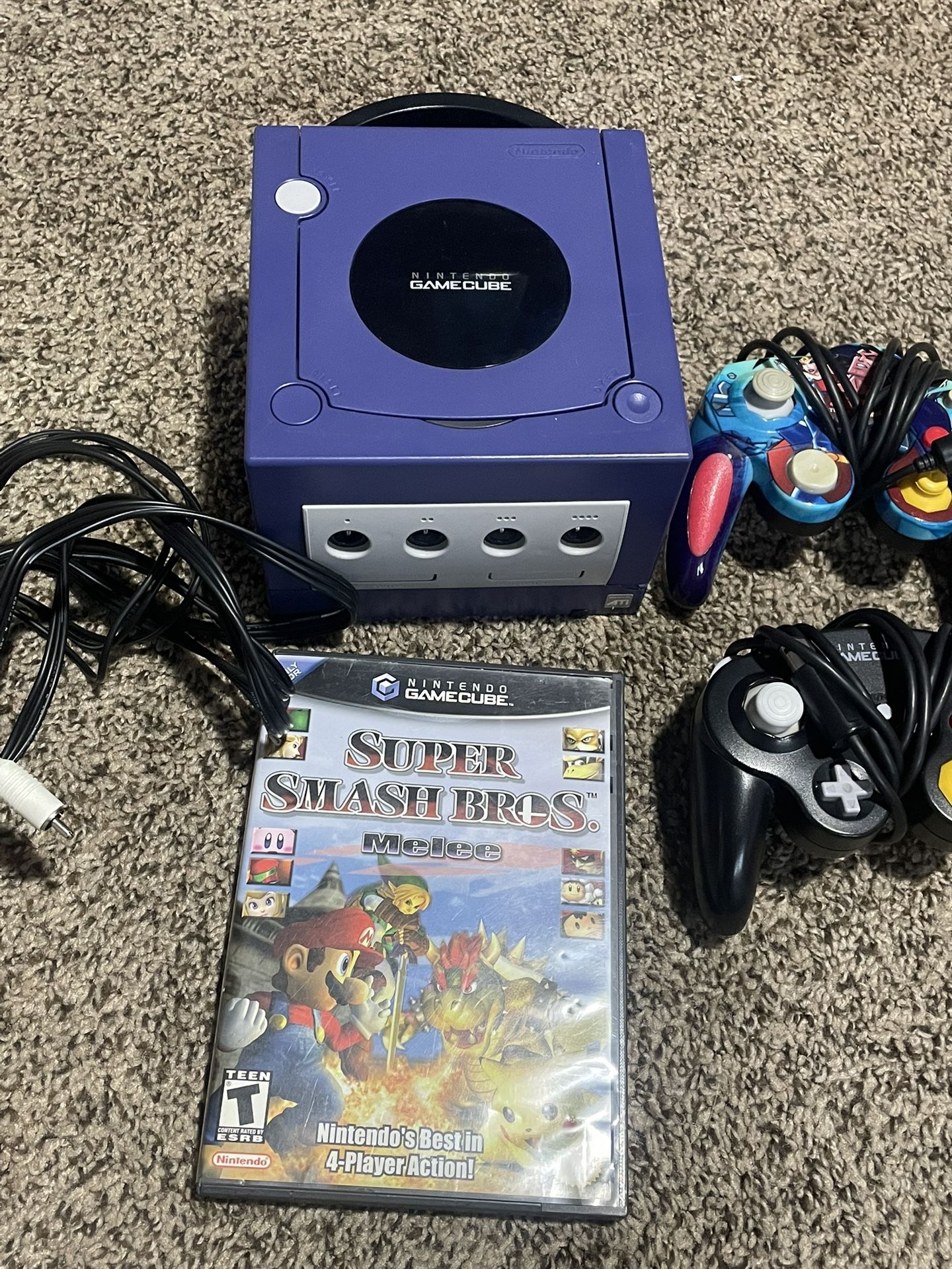 Nintendo GameCube With Controllers And Game