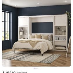 FULL (NOT QUEEN) size Murphy Bed With Side Cabinet Storage
