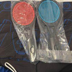 Tendak Tennis Racket for Nintendo Switch Joy-Con, Game Accessories for Mario Tennis Aces Game with 12 in 1 Game Card Case (2 Pack, Black)