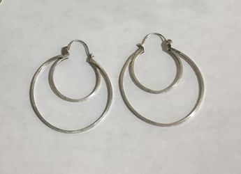 Handmade Sterling Silver Double Hoop Pierced Earrings 