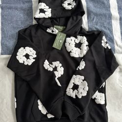 Denim Tear Hoodie Black, And White Medium