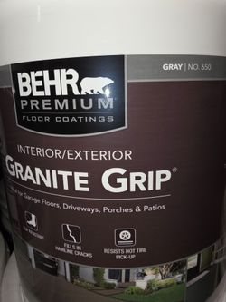 BEHR PREMIUM 5 Gal. Gray Granite Grip Decorative Flat Interior/Exterior Concrete Floor Coating