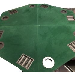 Green-Octagon 6 Player-Four-Fold-Folding-Poker-Table-Top Casino