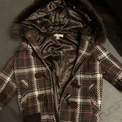 Mind Code Dark Brown Plaid Hoodie Jacket - Small