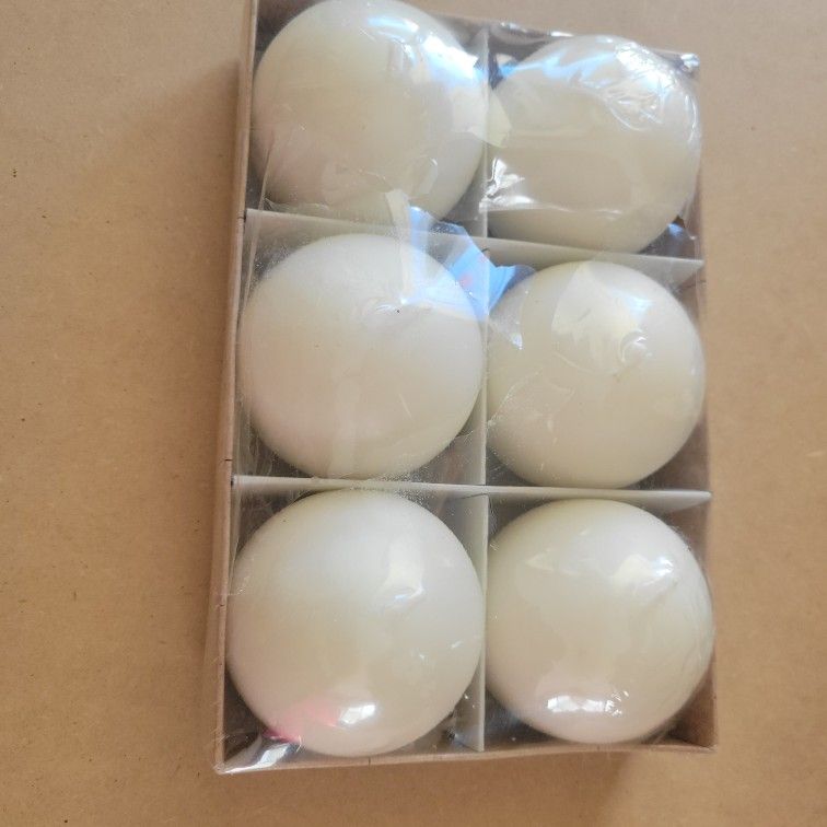 6 Round Ball Shaped Candles Ivory Unscented - 2.5 inch each