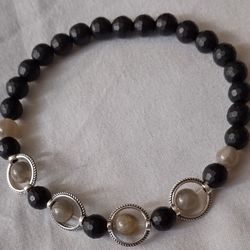 Gray Moonstone - Black Onyx Bracelet 