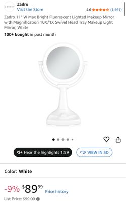 Zabron Light Up Mirror with 10x Magnification