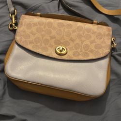 Coach Tan and Blue Crossbody Bag