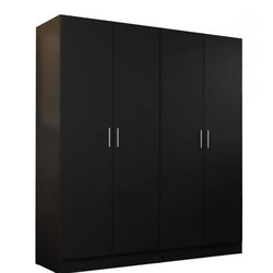 Madesa 2 Door Wardrobe Set 2 Armoire Closet Hanging Storage Cabinet with Shelf 31 Inch Organization Unit for Bedroom and Office - Black