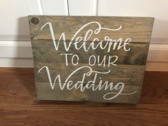 Wooden wedding sign 14”x 12”