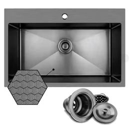 30 in. Drop-In Single Bowl Gunmetal Black  Kitchen Sink