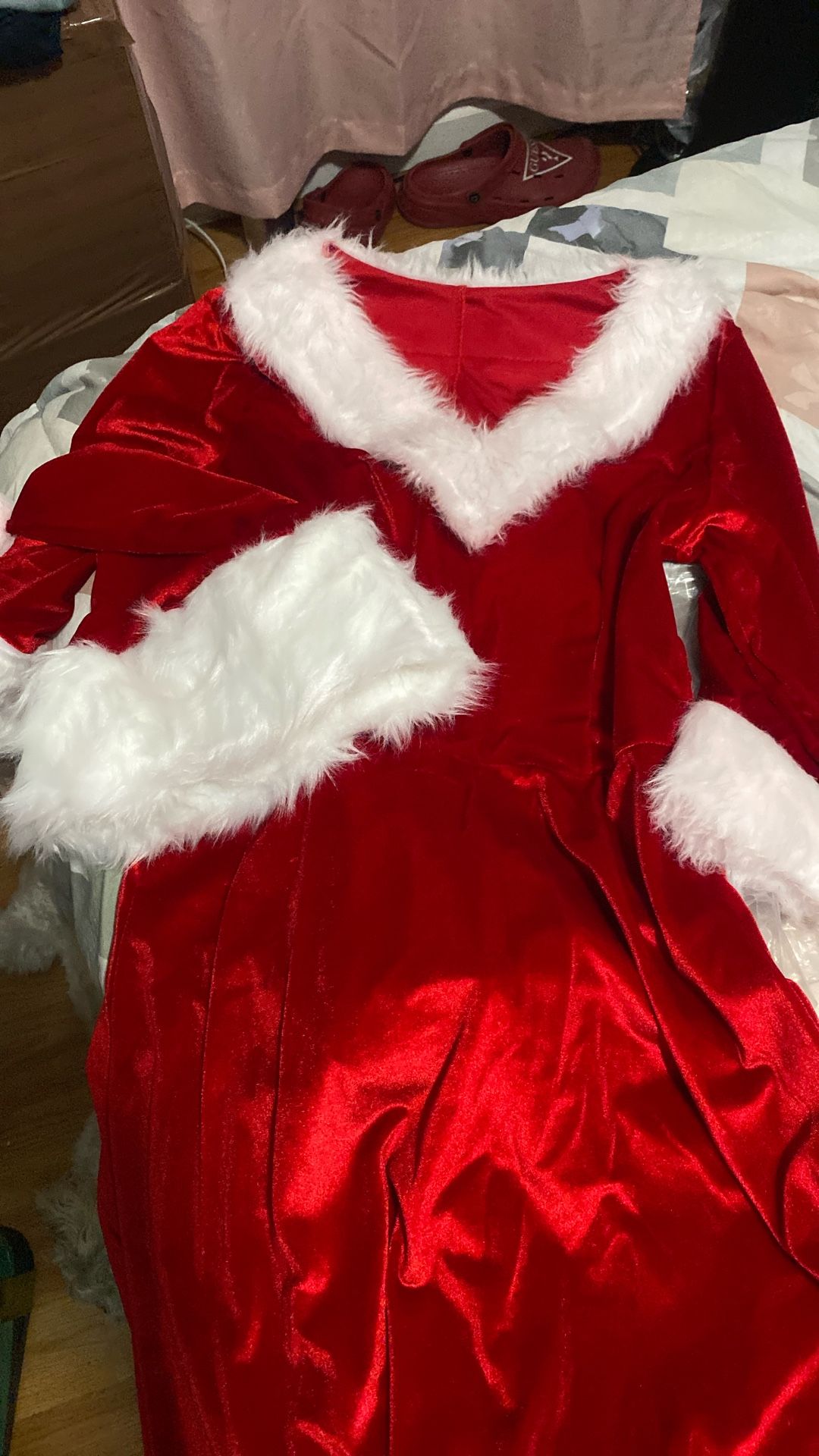 Women's Belted Christmas Dress, Half Sleeve A-Line Dress, Santa Claus Cosplay Costume