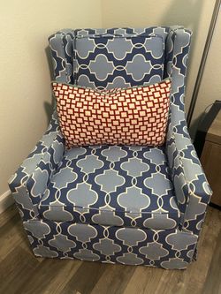 2 Blue Swivel and Rocking Ethan Allan Chairs