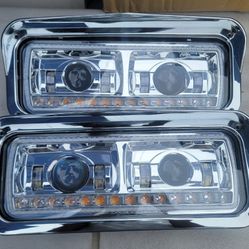 01-11 Freightliner 86-08 Peterbilt 81-19 Western Star Kenworth LED Projector Headlights Luces Calaveras Micas Faros Focos Faroles