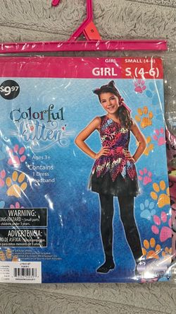 Colorful Kitten Girls Halloween Costume Size Small