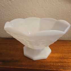 Vintage Grape and Leaves Milkglass Compote (AS-IS PLEASE READ)