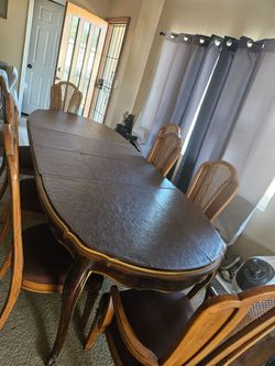 Wood Dining Table with 8 Chairs