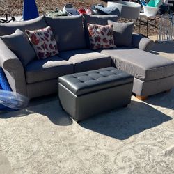 Beautiful Couch With Ottoman & Rug