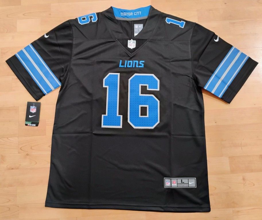 Jared Goff Detroit Lions Black With Blue Jersey