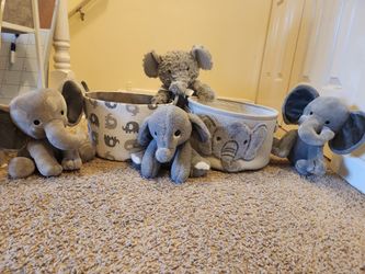 Elephant Storage Bins & Stuffed Animals