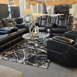 Eclipse Black 3pcs Power Reclining Set - Financing $10 Down