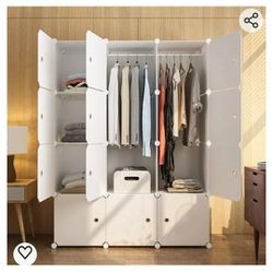 Portable Wardrobe Closets 14"x18" Depth Cube Storage, Bedroom Armoire, Storage Organizer with Doors, 12 Doors

