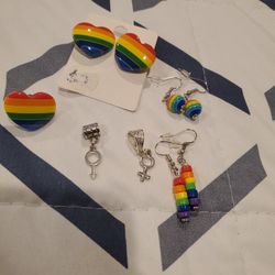 Pride 2 Charms 3 Earrings, Button 