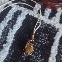 Handcrafted Copper-Wrapped Tigers Eye Pendant Necklace