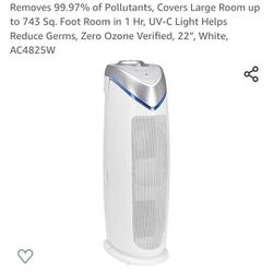 White Air Purifier with HEPA 13 Filter, Removes 99.97% of Pollutants, Covers Large Room